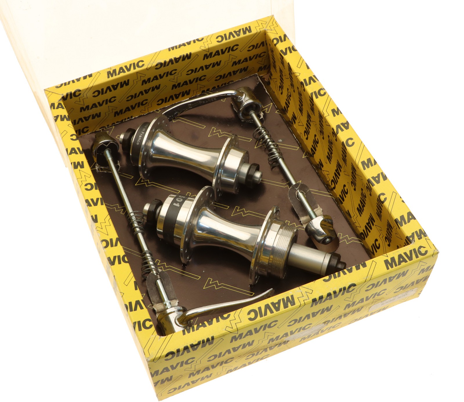 Mavic 501 Hubset Pair 28h English Freewheel Quick Release 130mm Silver NOS NIB