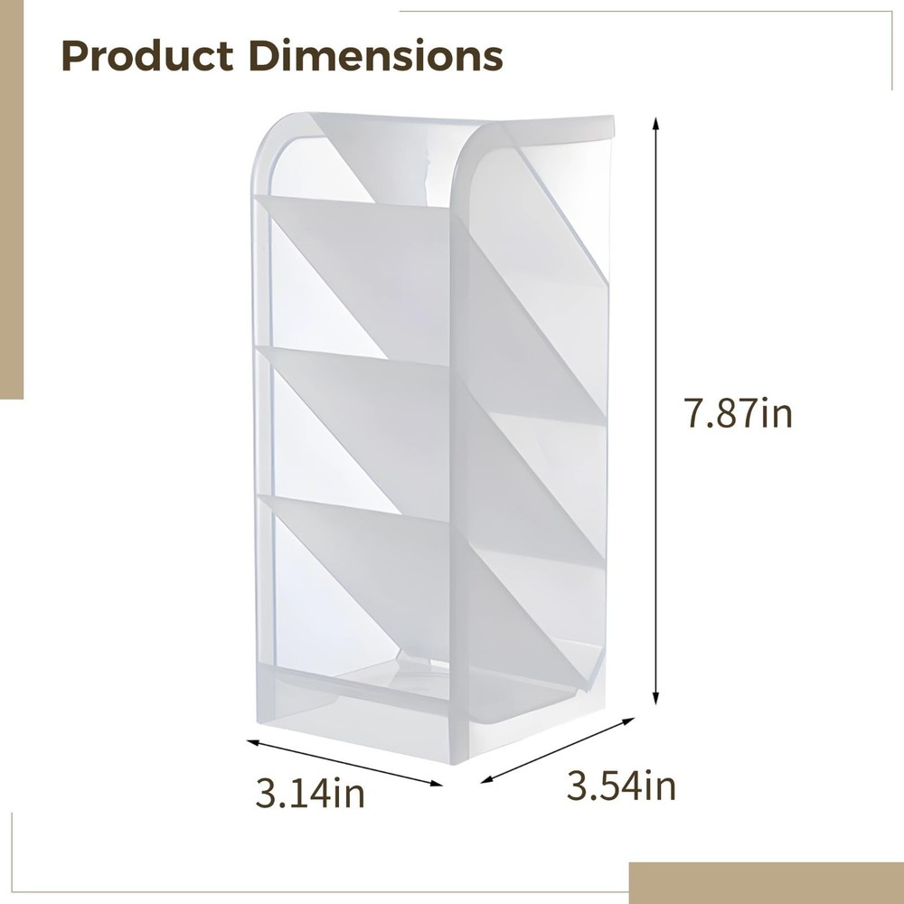 3 Pcs Desktop Organizer with 3 Tilted Sections, Transparent Acrylic Makeup Br...