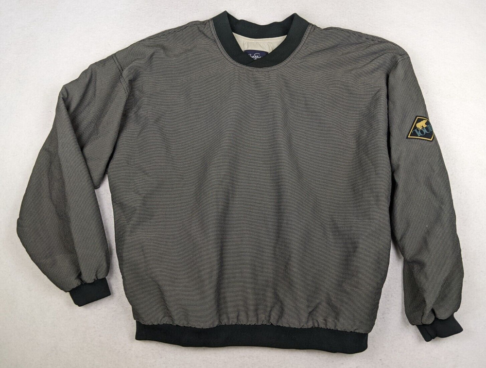 JACK NICKLAUS Men's Golf Windbreaker Jacket Size L Beige Black Striped Pullover