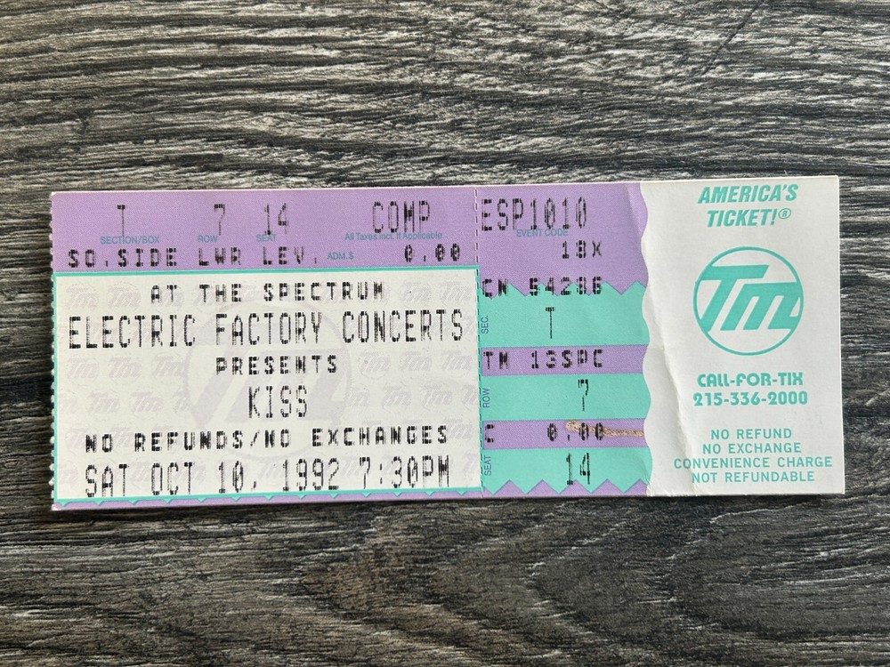 KISS FULL TICKET STUB Spectrum Philadelphia B Revenge Concert Tour Vintage Kiss
