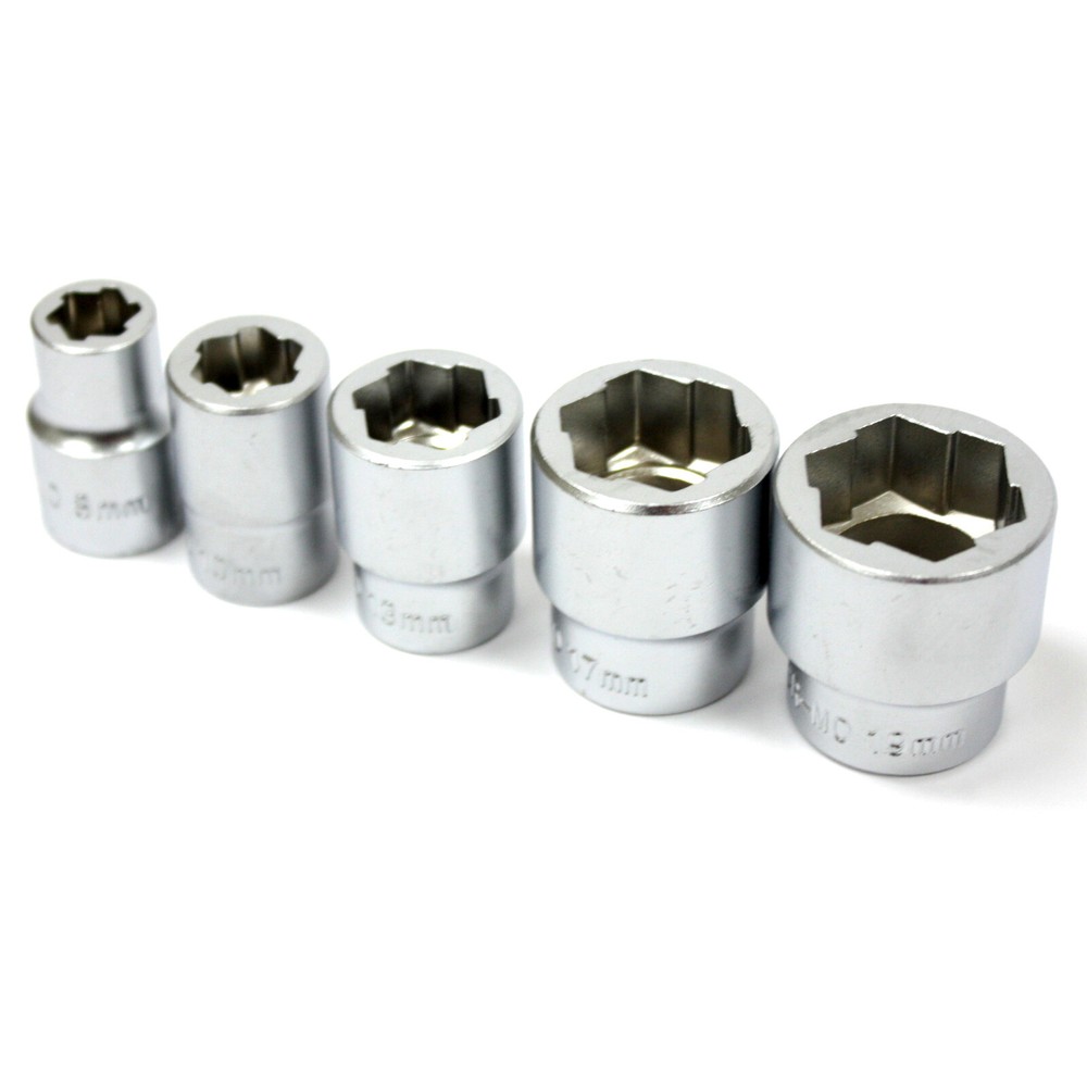 5pcs 3/8" Dr. Impact Bolt Extractor Stud NutTwist Socket Set 8 10 13 17 19mm