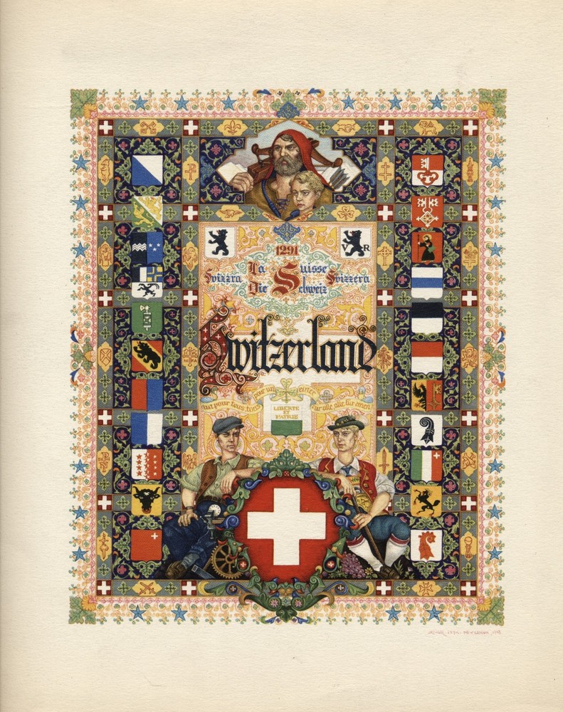 Arthur Szyk 1947 K Bileski Stamp Album Title Front Pages Lot of 5 Countries