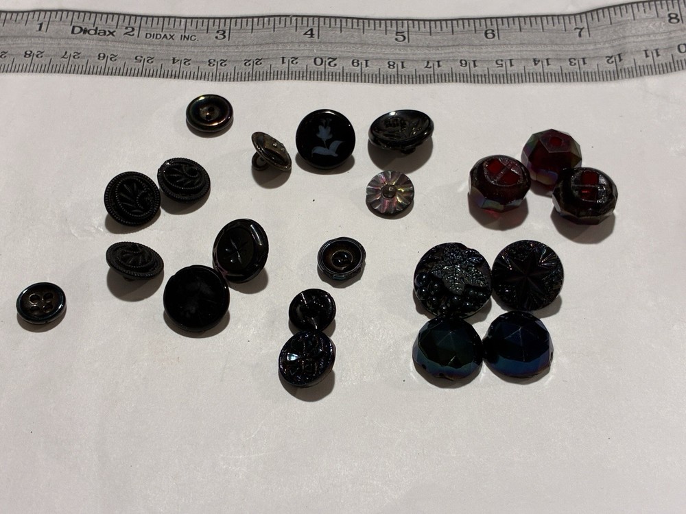1930 Glass Black Button Varied Styles