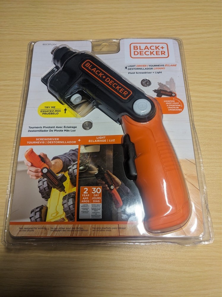 Black+Decker BDCSFL20C Pivot Screwdriver + Light - Inc 2 bits and charger.