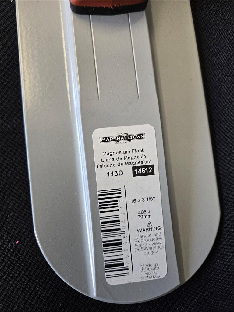 = Marshalltown Magnesium Hand Float Round Ends Durasoft 16" x 3-1/8 14612 NEW