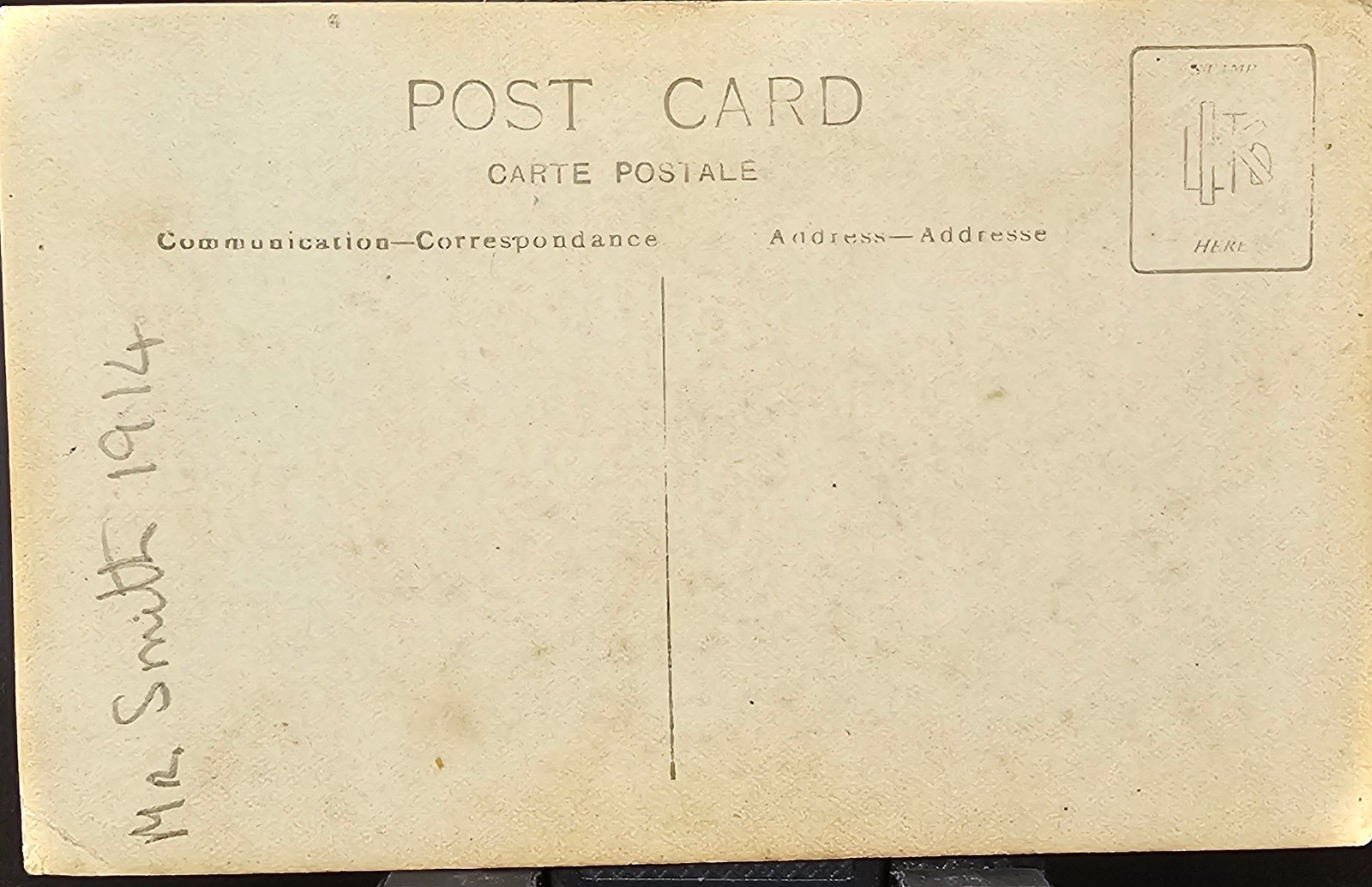 Rare Antique Photo WWI British Soldier in Pith Helmet 1914 Postcard RPPC