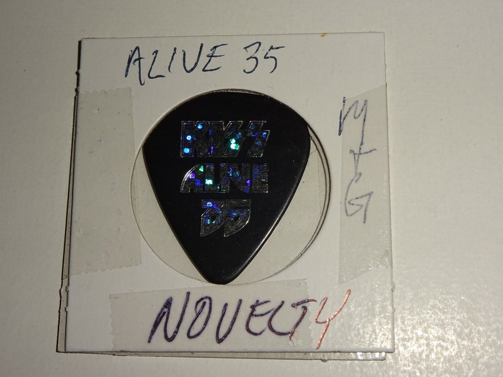 KISS Guitar Pick Alive 35 Concert Tour Meet & Greet Silver Prism Black
