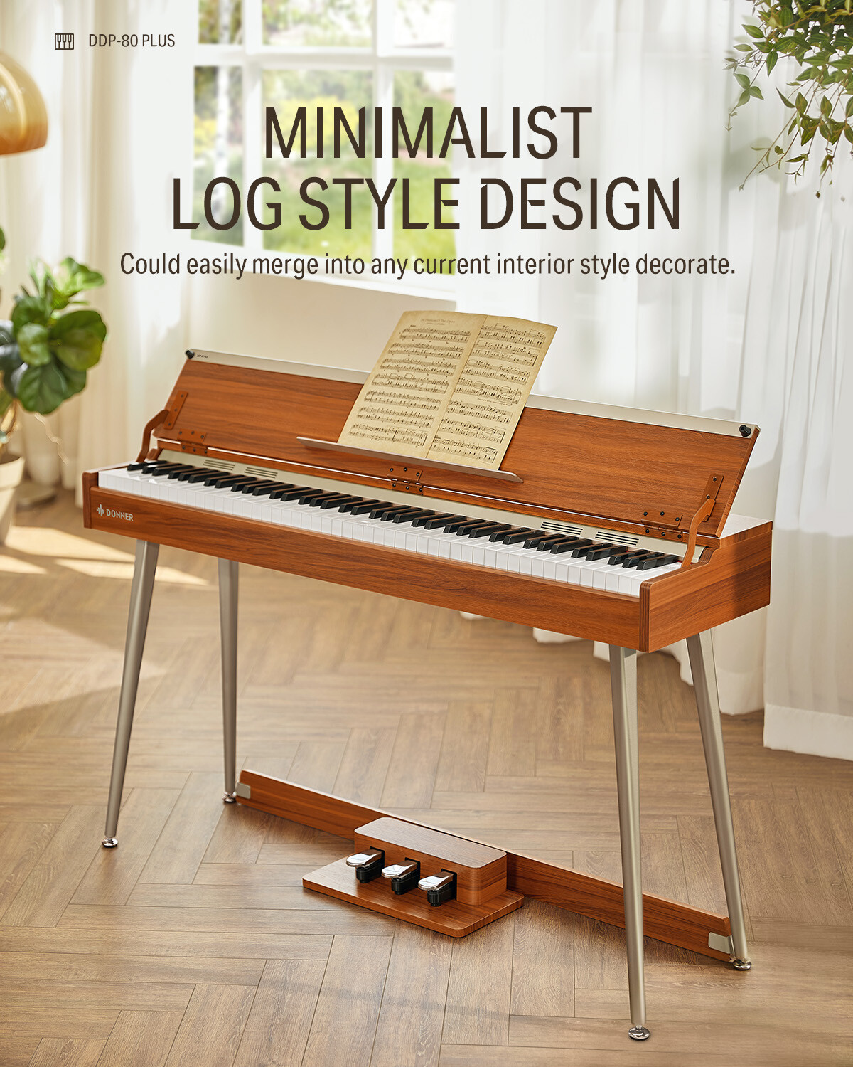 Donner DDP-80 PLUS Digital Piano 88-Key Weighted Wood Grain