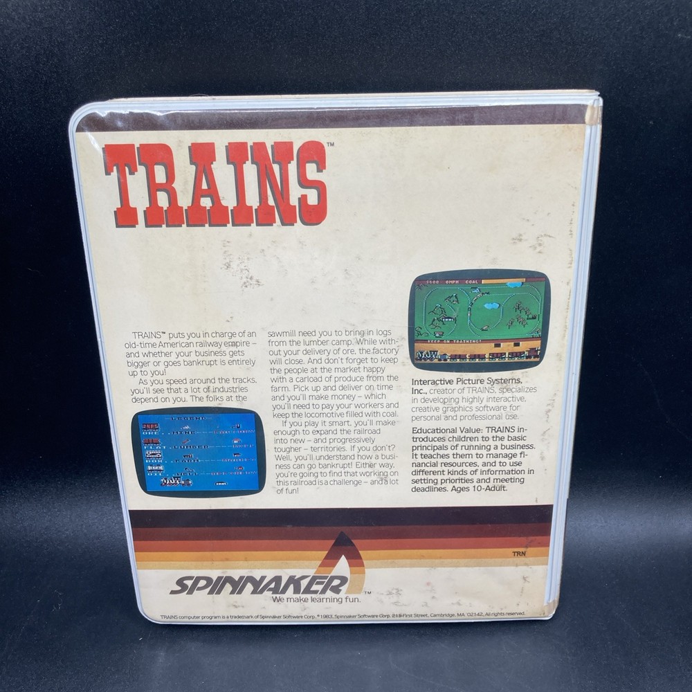 Trains Commodore 64 Spinnaker Learning Software w/ Clamshell Box 1983