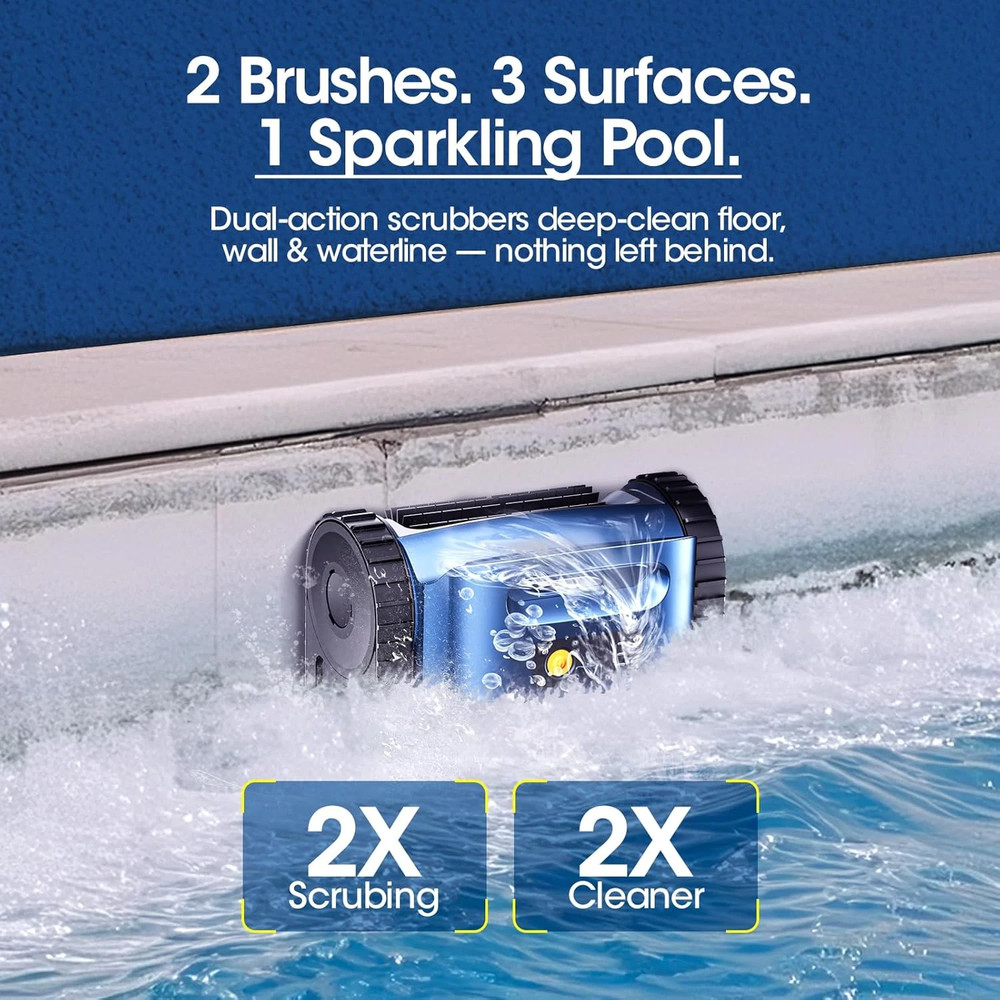 Robotic Pool Vacuum Cordless Pool Cleaner Robot Smart Navigation 4800GPH Suction