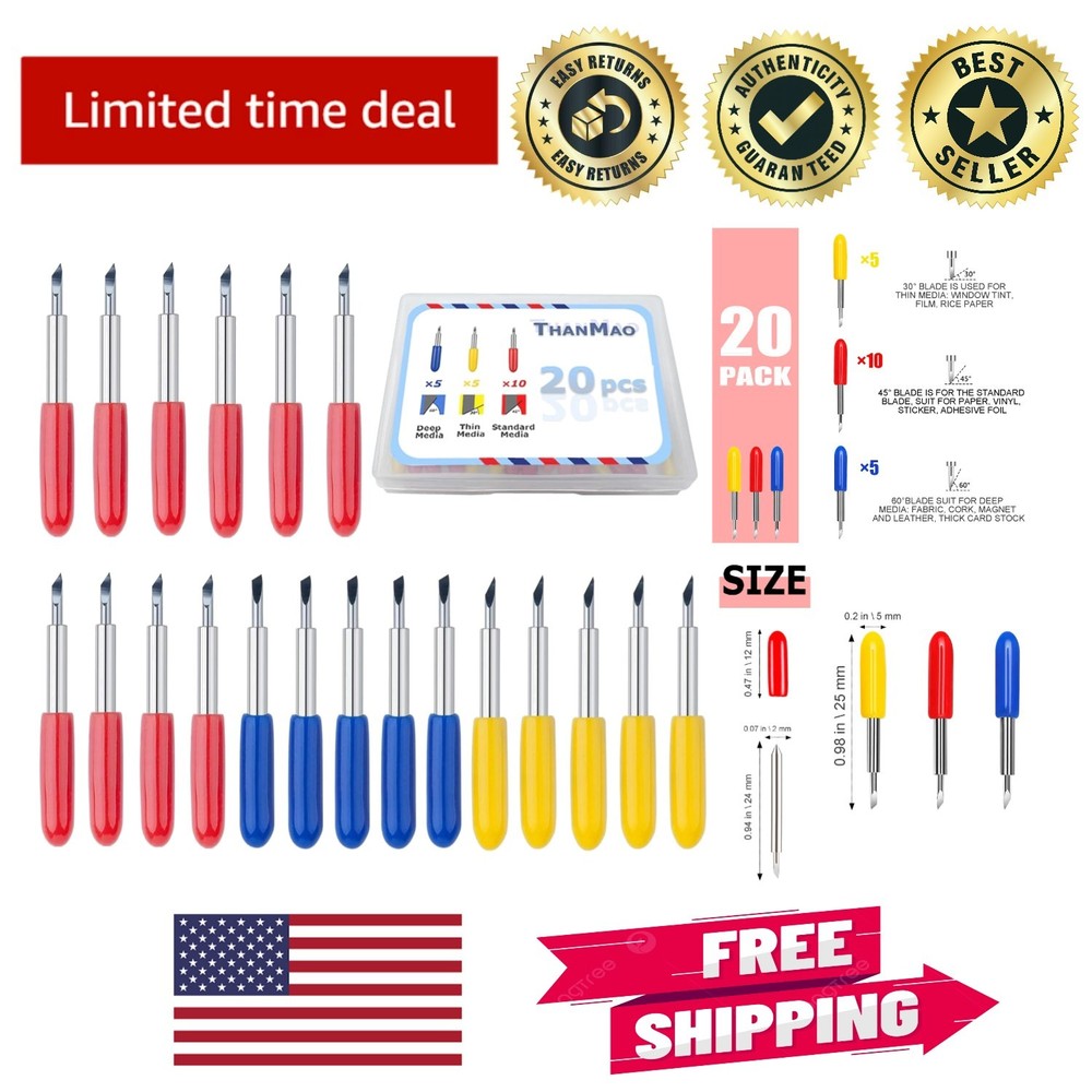 Multicolored 20-Piece Replacement Blade Set for Explore Air & Maker Machines