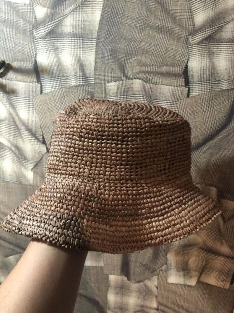 FENDI Bucket Hat Raffia FF Logo