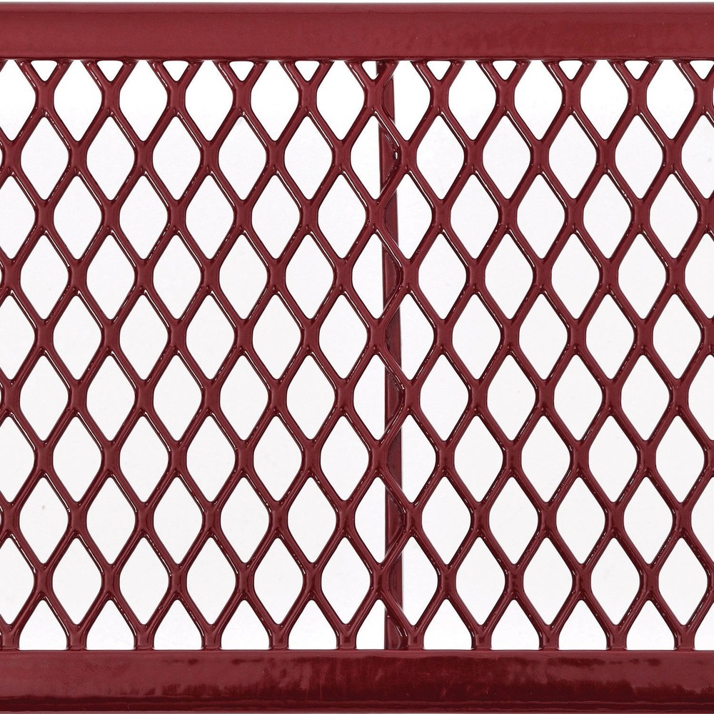 4 ft. Expanded Metal Rectangular Outdoor Steel Picnic Table Red