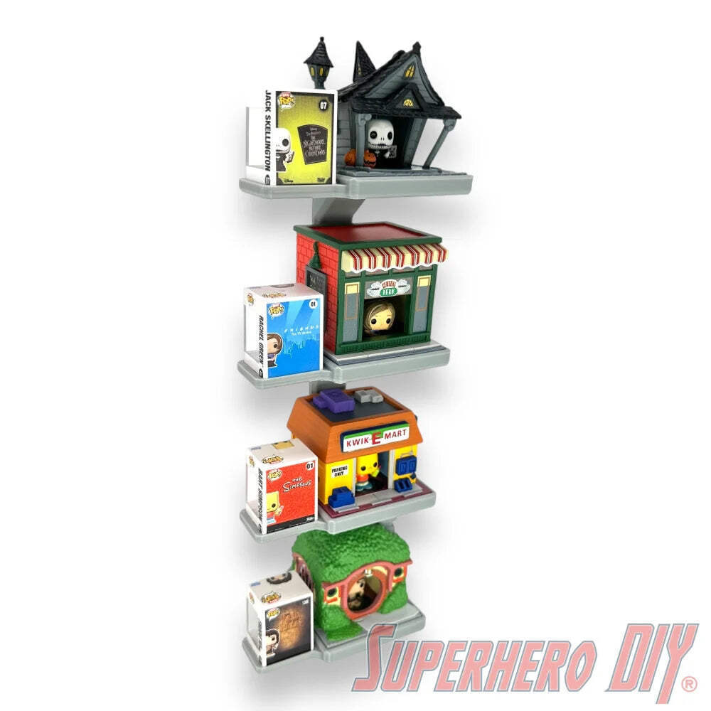 STACKABLE Floating Shelf for Bitty Pop Towns | Includes command strips