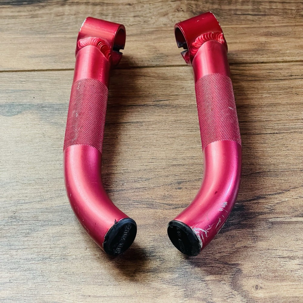 Control Tech Red Anodized MTB Bar Ends Curved Short Reach