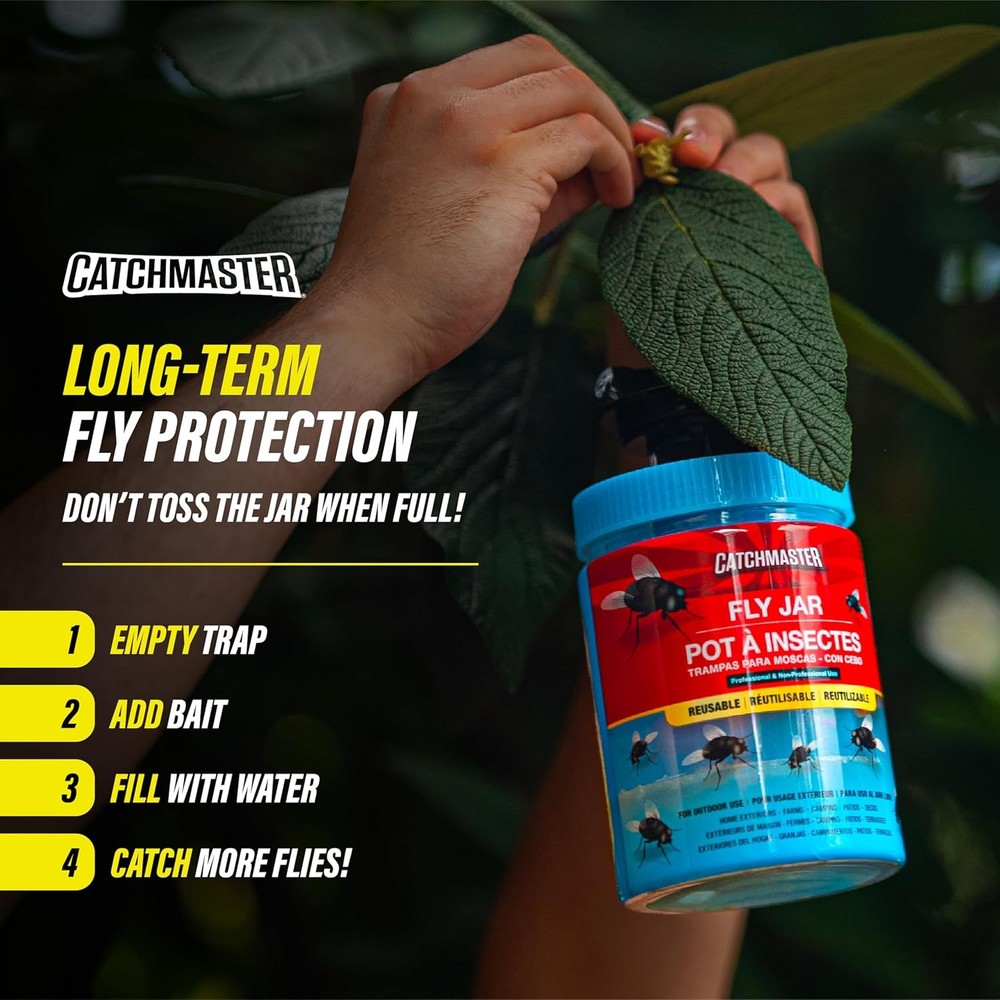 Catchmaster Reusable Fly Jar – Fly Trap with Food-Based Lure