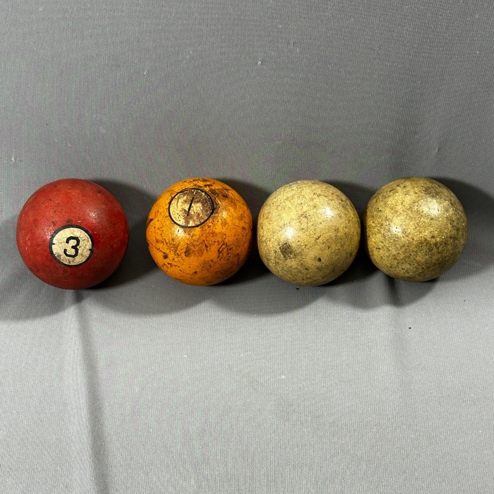 4 Vintage Pool Billards Balls 1 3 Cue