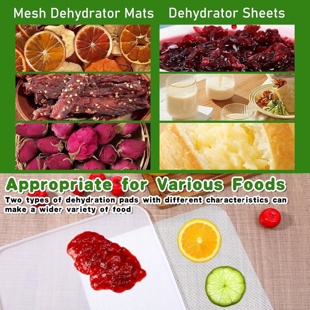 4 PCS Silicone Dehydrator Sheets, Dehydrator Sheets with Edge Dehydrators Trays