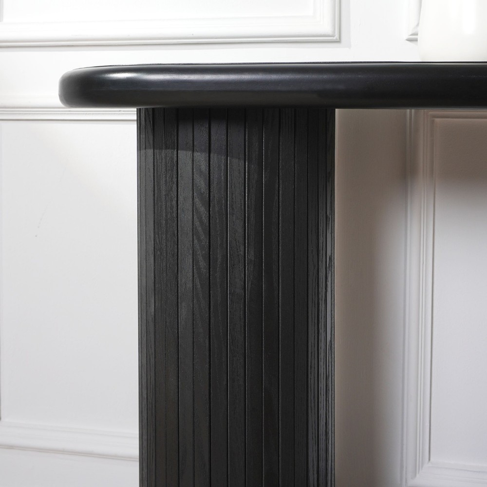 Wood Console Table, Modern Black Console Table, 56" W fluted entryway table,Bla