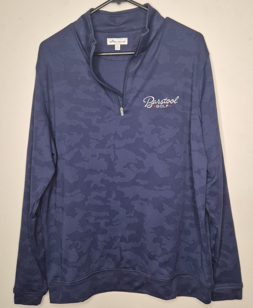 Peter Millar Barstool Golf Jumper Pullover Size Medium Blue 1/4 Zip Long Sleeve