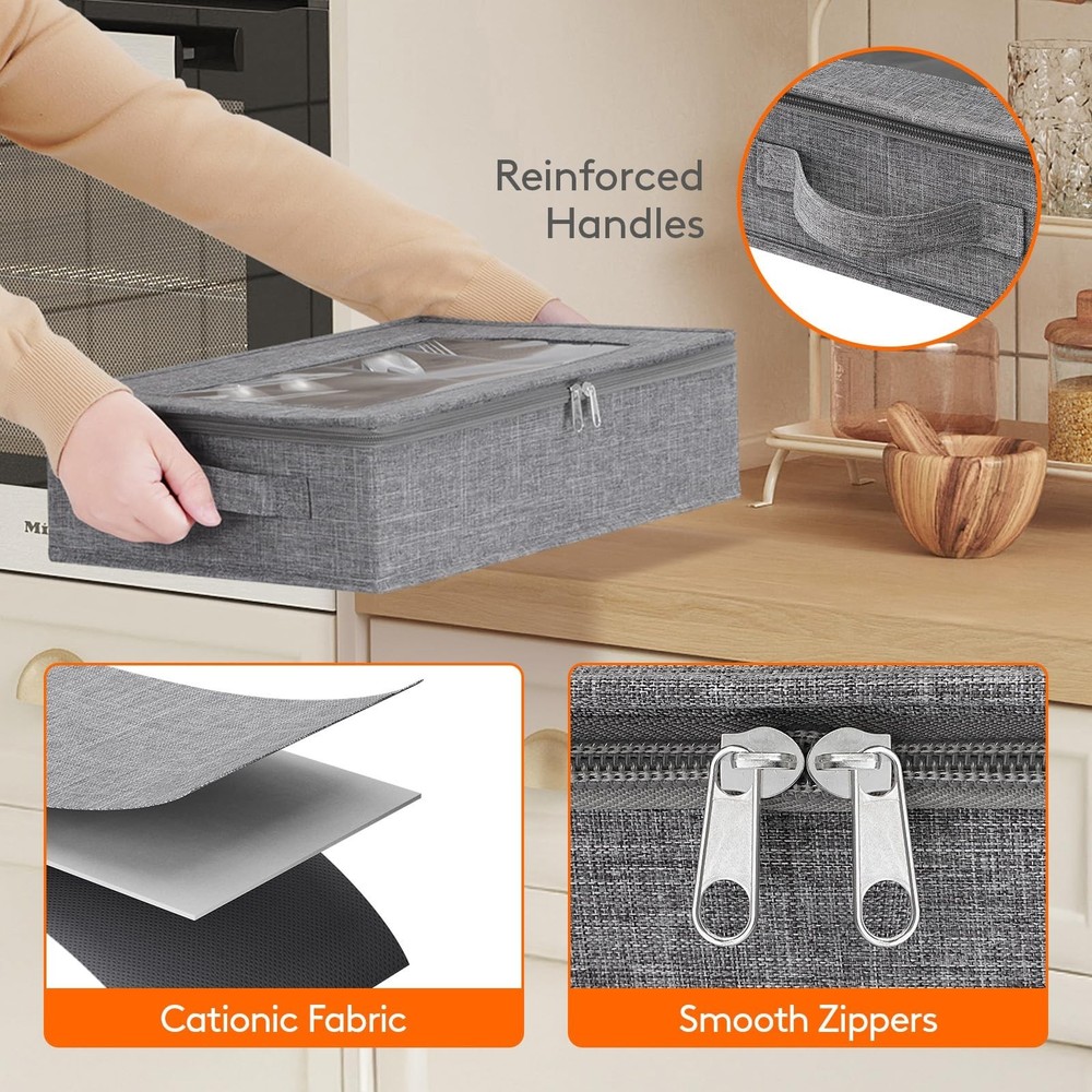 Lifewit Silverware Storage Box, Flatware Organizer with Zipper Lid, 5 Compart...