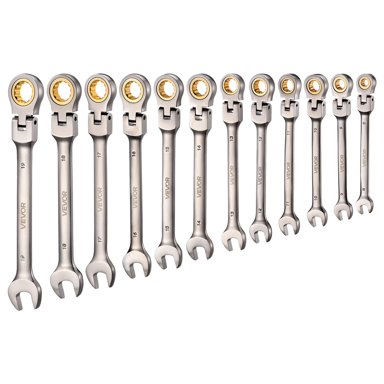 VEVOR Flex-Head Ratcheting Wrench Set Combination Wrench Set 12-Piece Metric