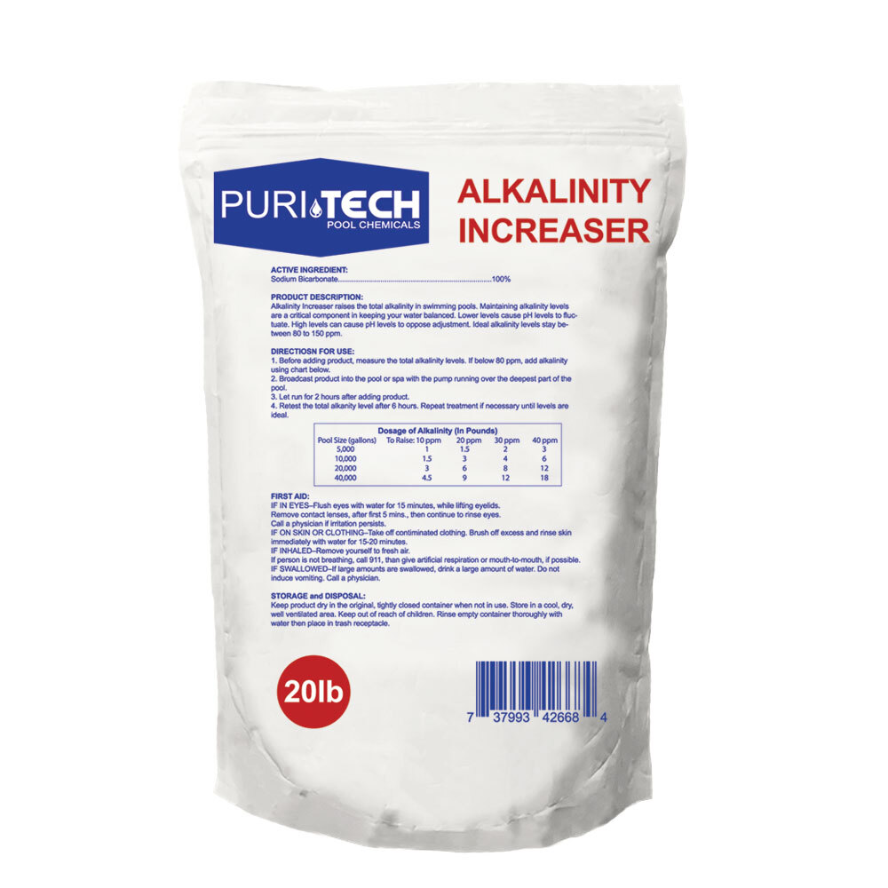 Puri Tech 20lb Total Alkalinity Increaser Sodium Bicarbonate for Swimming Pools
