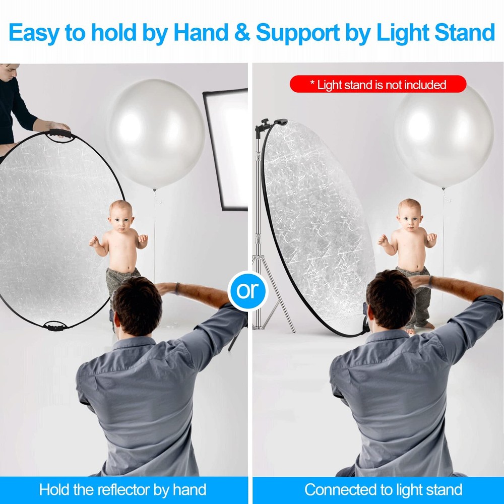 43inch/110cm Photography Light Reflector Portable Foldable 5 In 1 Diffuser Refle