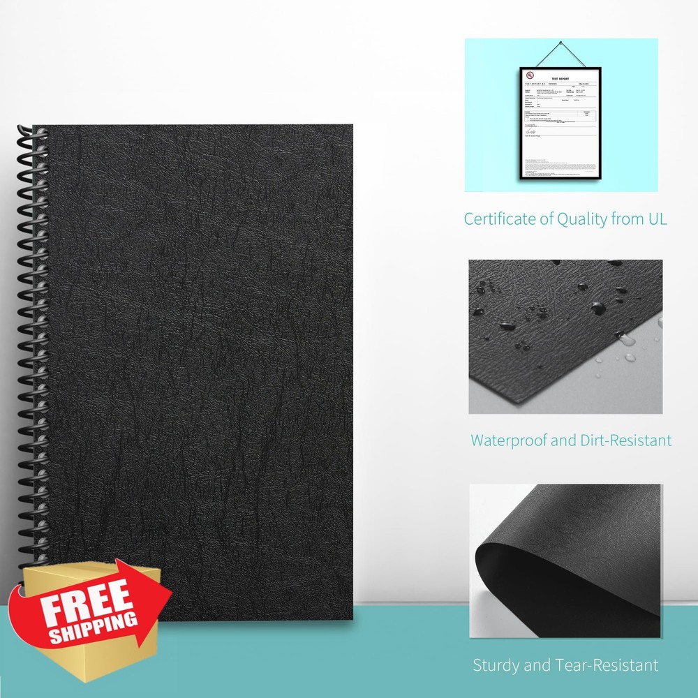 Binditek 50 Black 11x17 Tabloid Heavy Duty Polycovers Leather Texture
