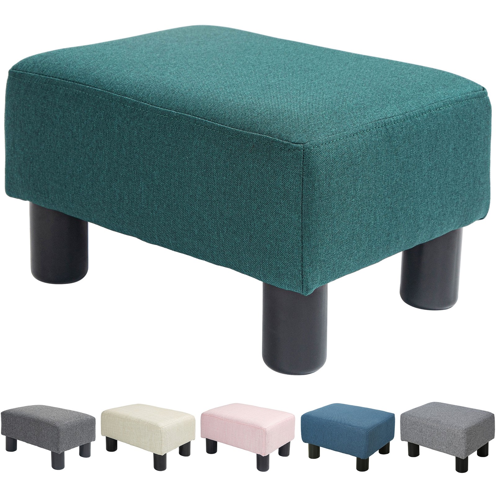16” Cubed Modern Linen Fabric Pouf Footrest Ottoman Furniture