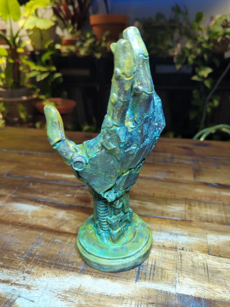 Ocean Patina Robot Cyborg Skeleton Hand Controller Holder