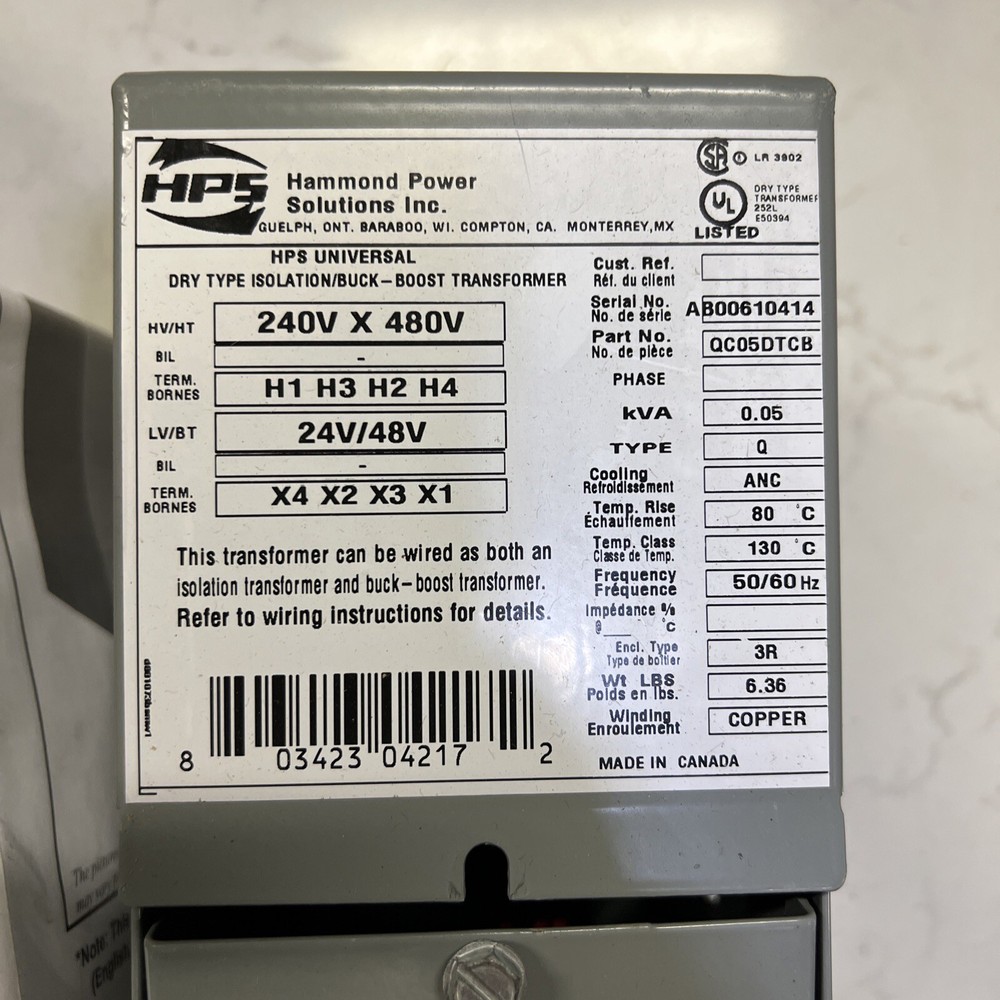 Hammond Power QC05DTCB Transformer