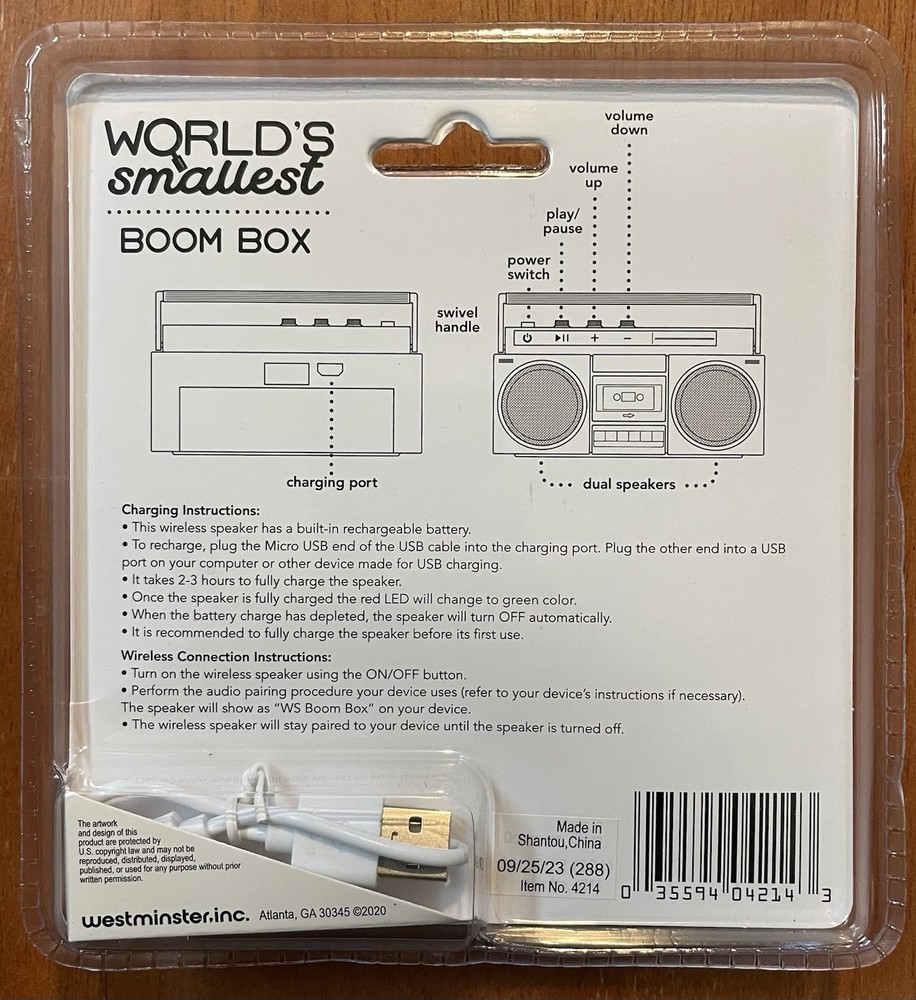World's Smallest BOOM BOX Wireless Bluetooth Speaker