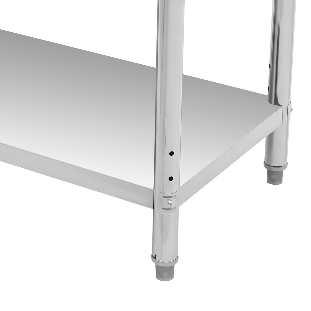 Stainless Steel Adjustable Kitchen Work Table 2 Tier Garage Workbench Load 200kg