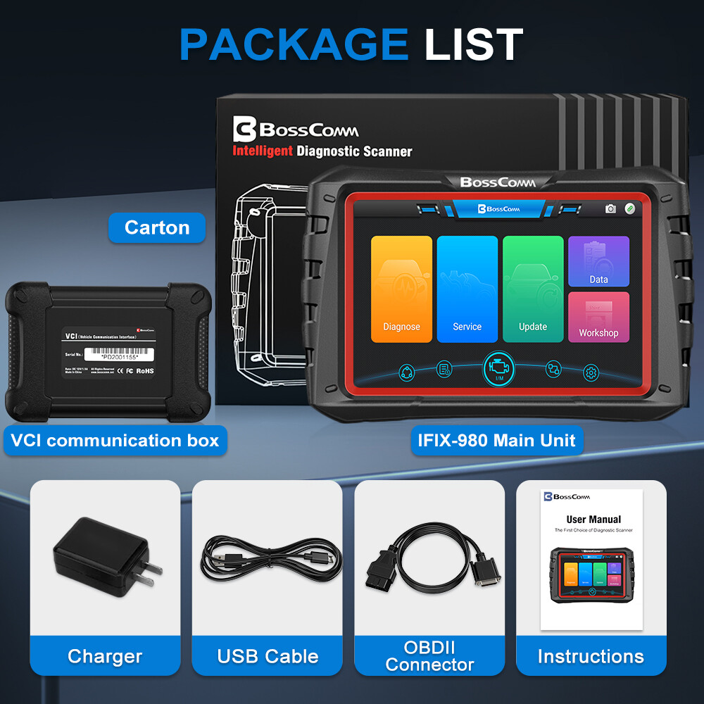 BOSSCOMM IFIX980 Bi-directional Scanner OBD2 Car Code Reader Coding Programming