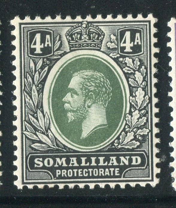 SOMALILAND PROTECTORATE; 1912 early GV issue Mint hinged 4a. value