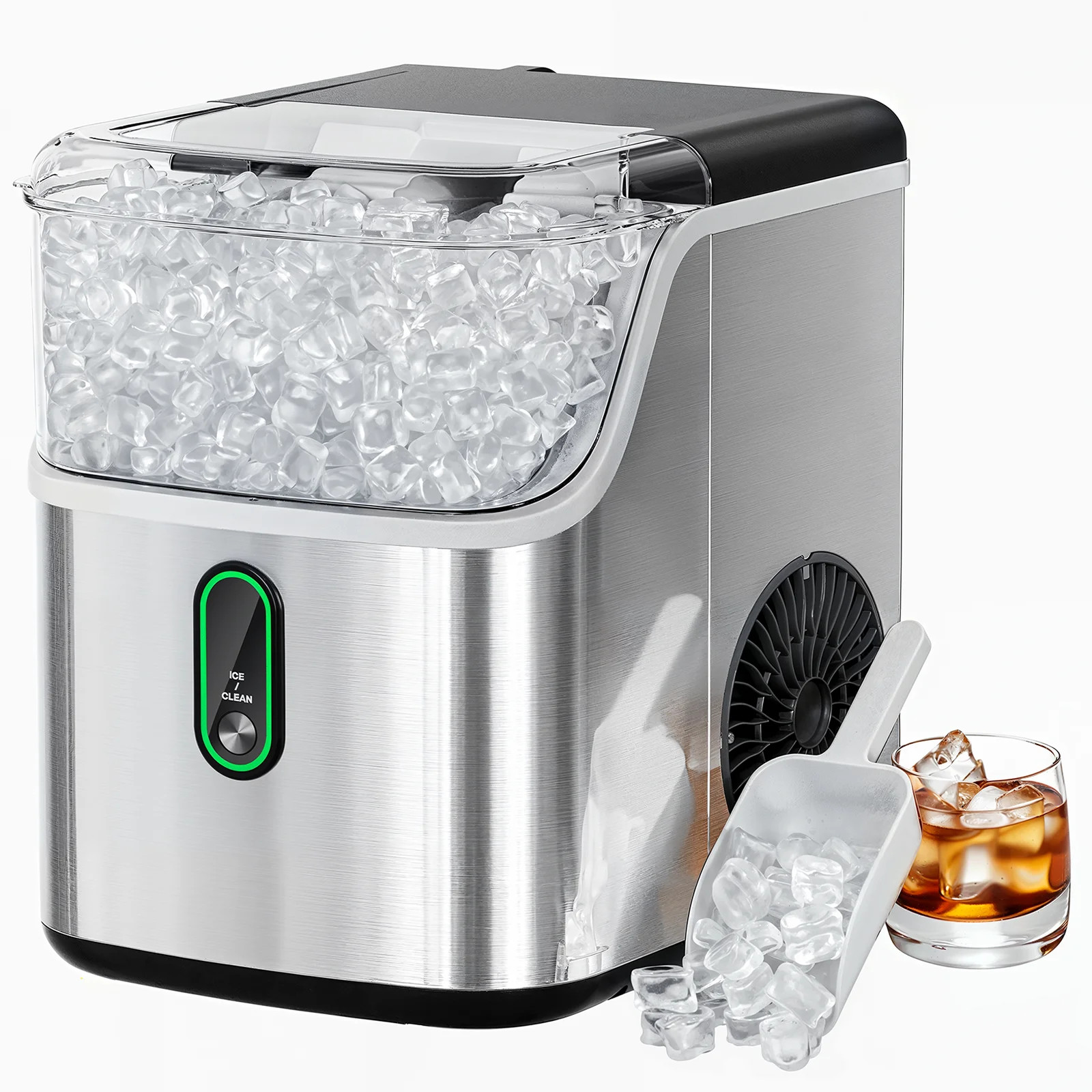 Philergo Pebble Ice Maker Machine with Self-Cleaning, Stainless Steel