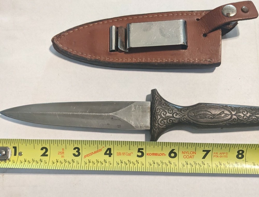 Vintage HTF Parker & Son Boot Dagger w Brass Handle/Sheath
