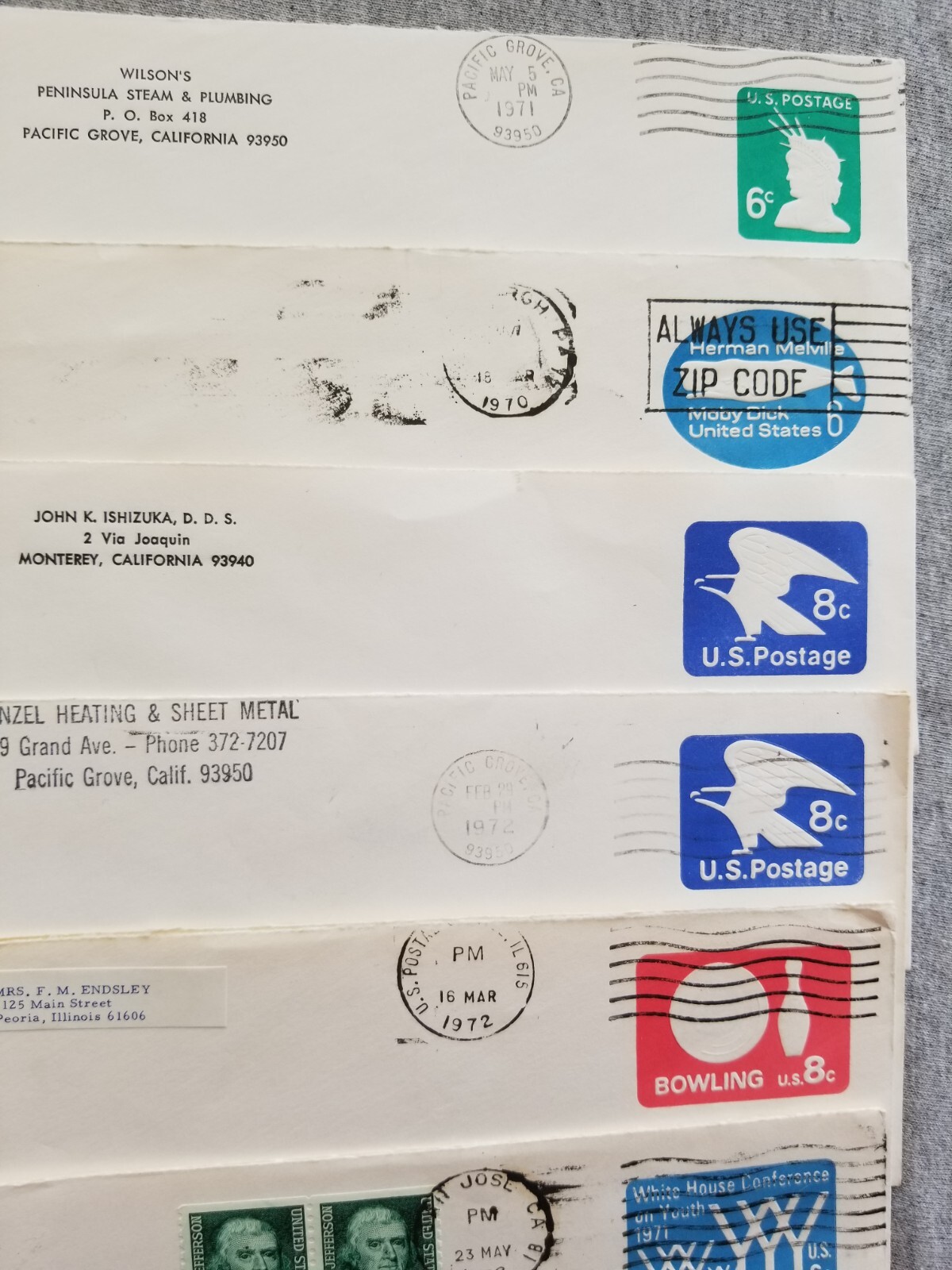 US Postal Stationary Covers Lot of 16 Used 1970s some with stamps