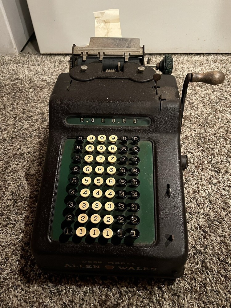 Vintage Allen Wales Desk Model Adding Machine.