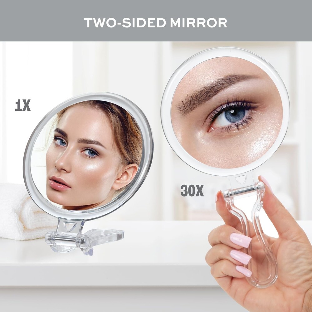 ForPro Professional Collection Expert 30X Magnifying Handheld Mirror, Double-...