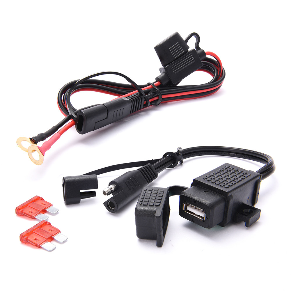 Waterproof Motorcycle SAE to USB Cable Adapter 2.1A Phone GPS USB Charger Outlet