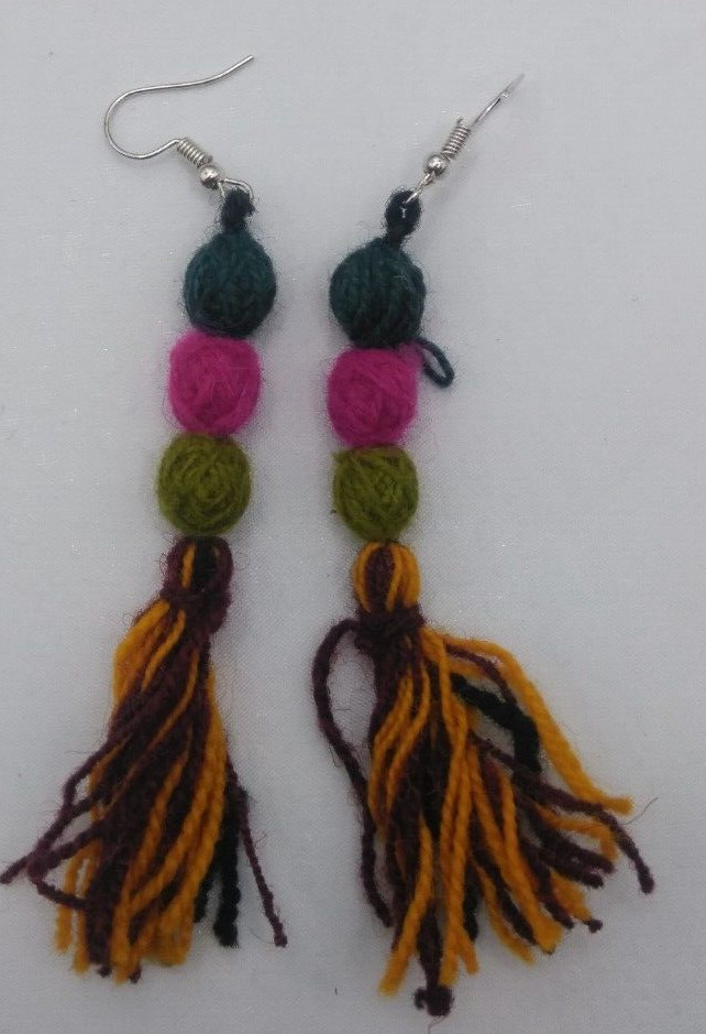 Women's Earrings Alpaca Wool Multicolor Handmade