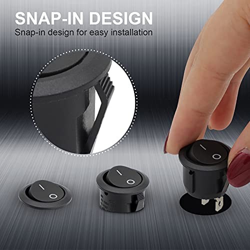 Round Rocker Switch, 6 Pcs Mini Rocker Switch, 12 Volt ON Off Toggle Switch