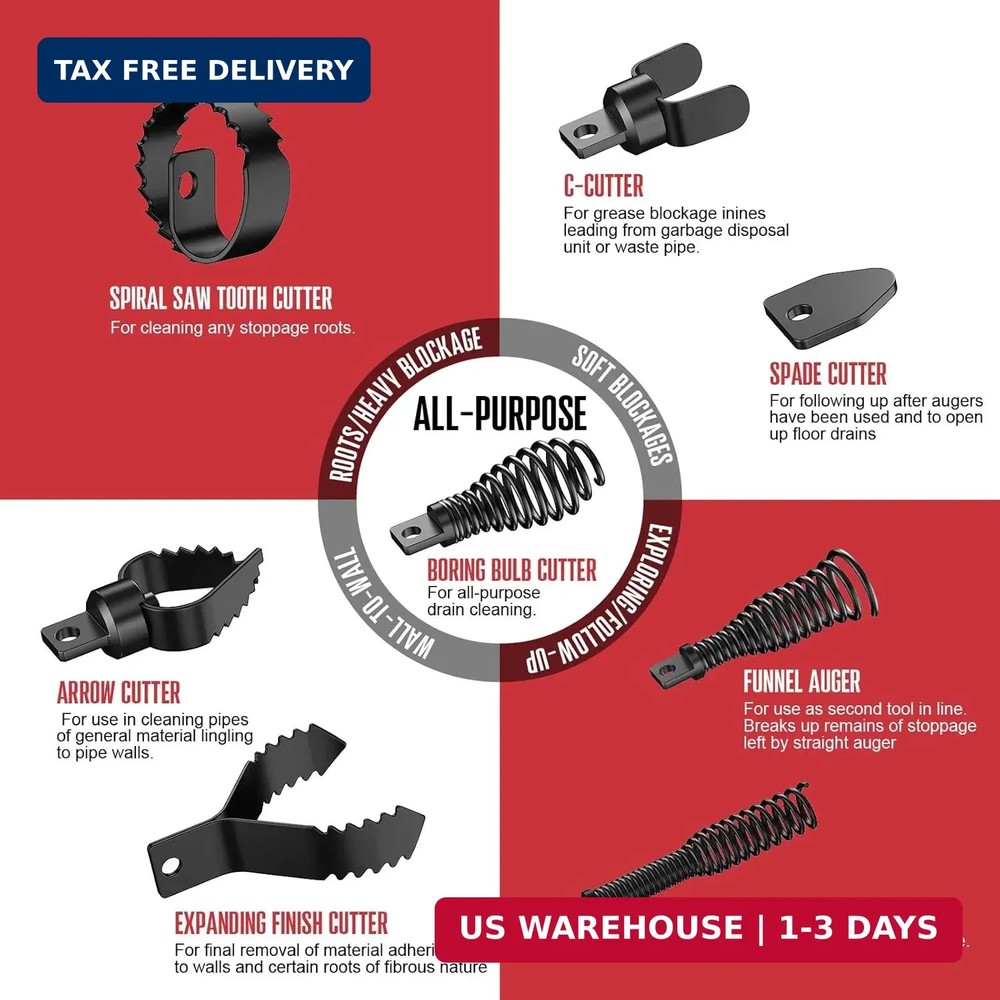 POPULO 8-Piece Drain Snake Drill Attachment - Tackle Any Clog with Precision,Com