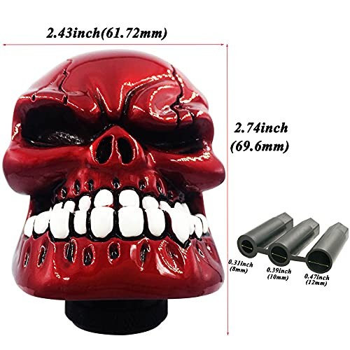 Shift Knobs Skull Gear Stick Shifter Knob with Big Tooth Shifting Lever Red