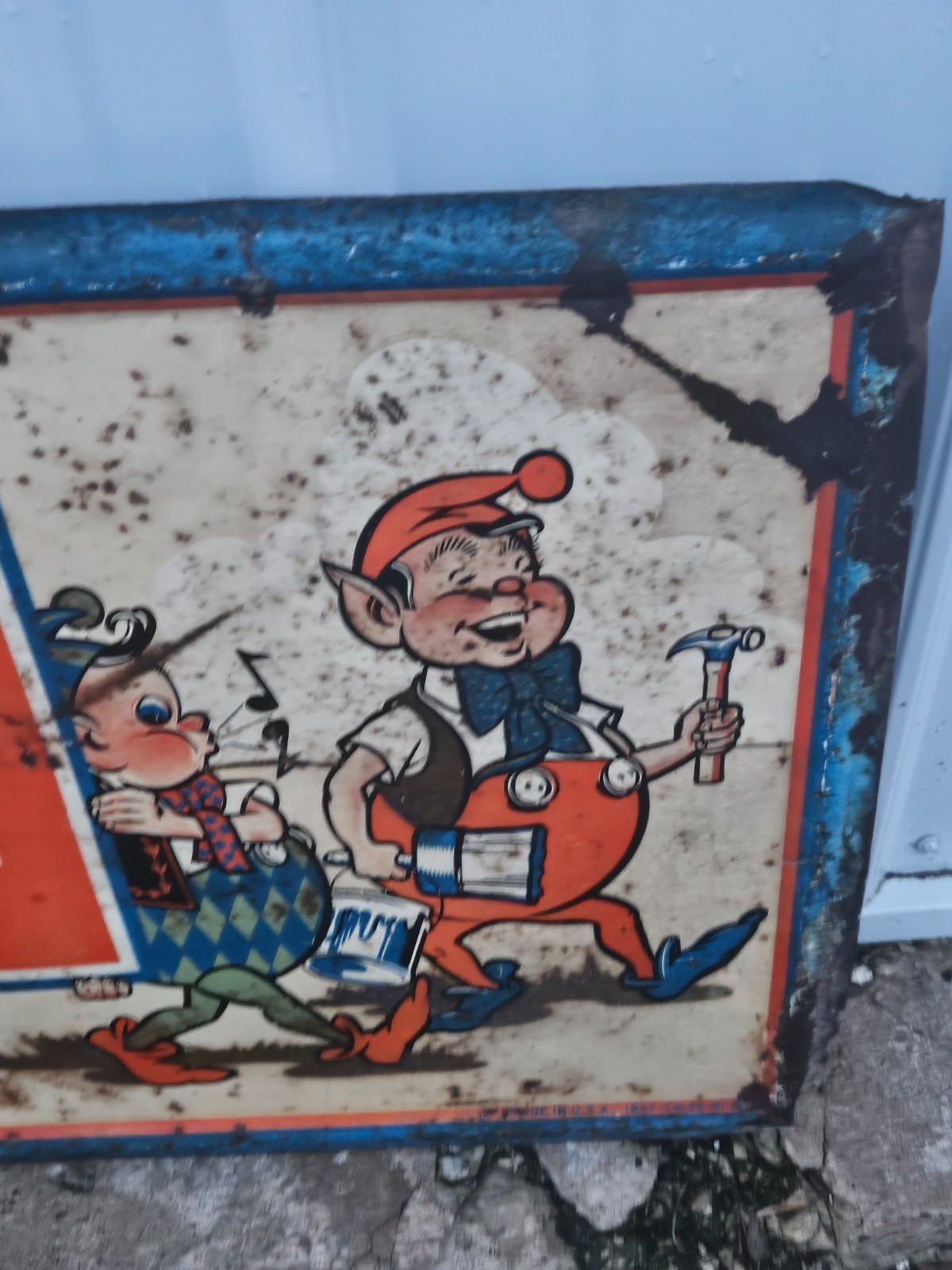 RARE Vintage 1947 Whistle Orange Soda Pop Tin Advertising 54x18 Sign