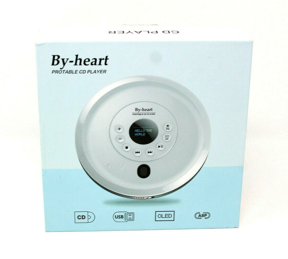 By-Heart Portable CD Player Skip/Shockproof, Compact LED Display