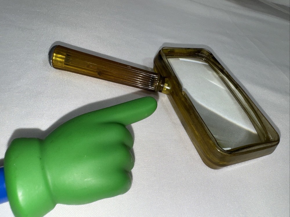 60's Art Deco Rectangular Magnifying Glass Brown Marbleized Bakelite MCM Plastic