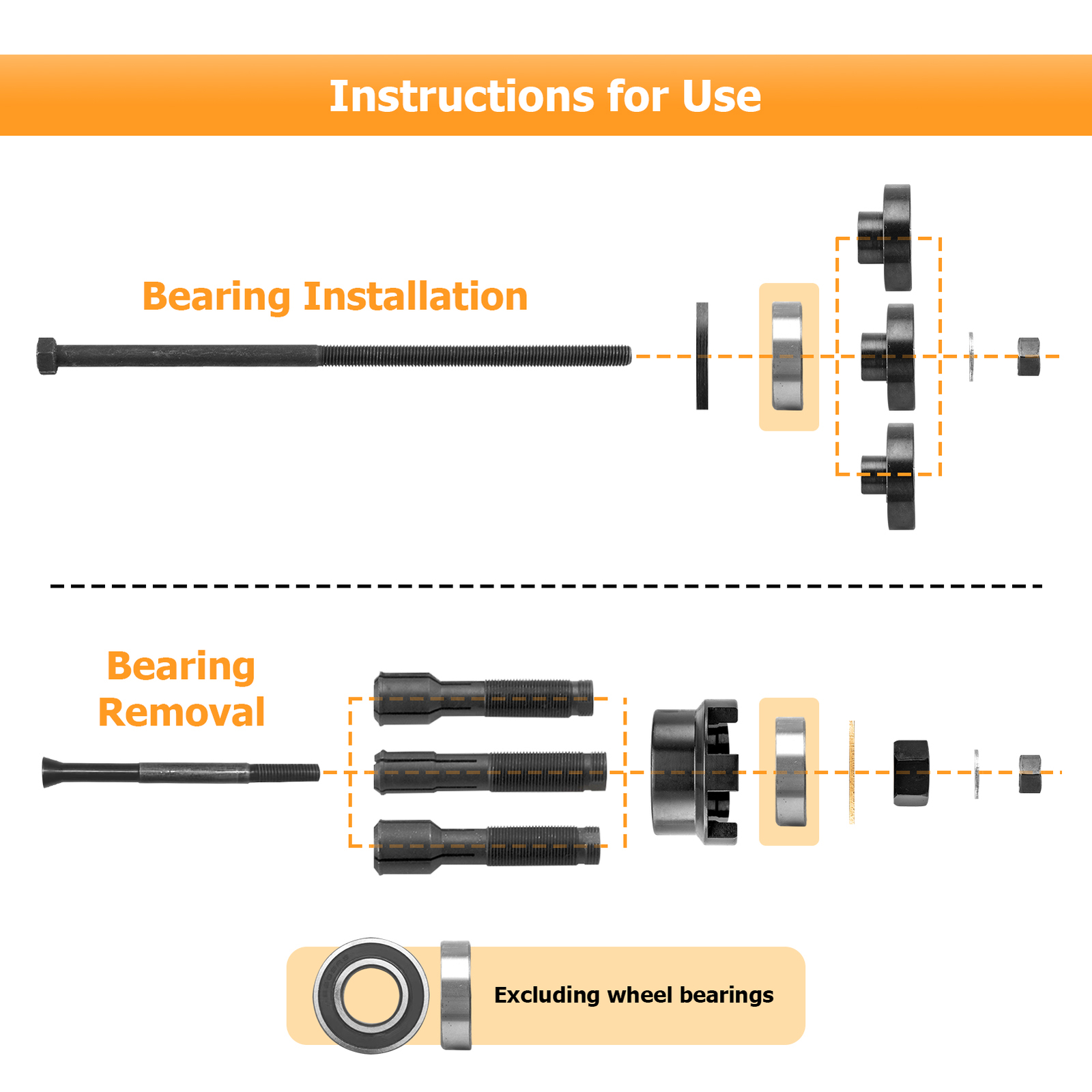 For Harley Davidson Motorcycle Wheel Bearing Remover Installer Puller Tool Kit